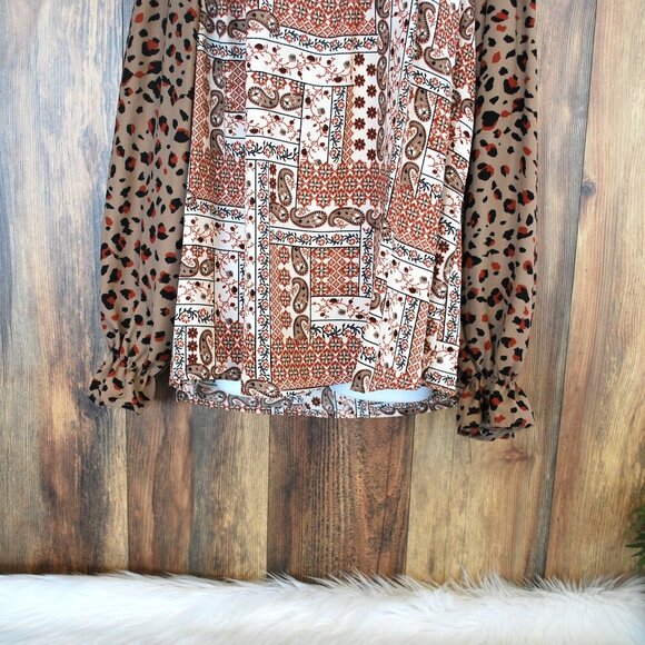 Andree by Unit Plus Size Women's Cheetah Print Blouse 2X - Picture 3 of 6